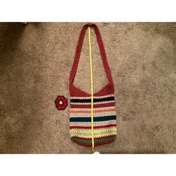 The Sak Crochet Stripe Shoulder Bag Red Blue Boho Hobo‎ Purse - Picture 8 of 8